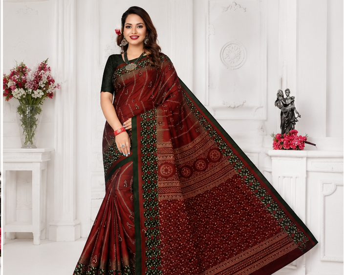 100% Cotton Printed Saree for Women | Soft, Breathable & Comfortable