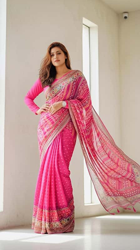 Heavy Marsh mellow georgette saree