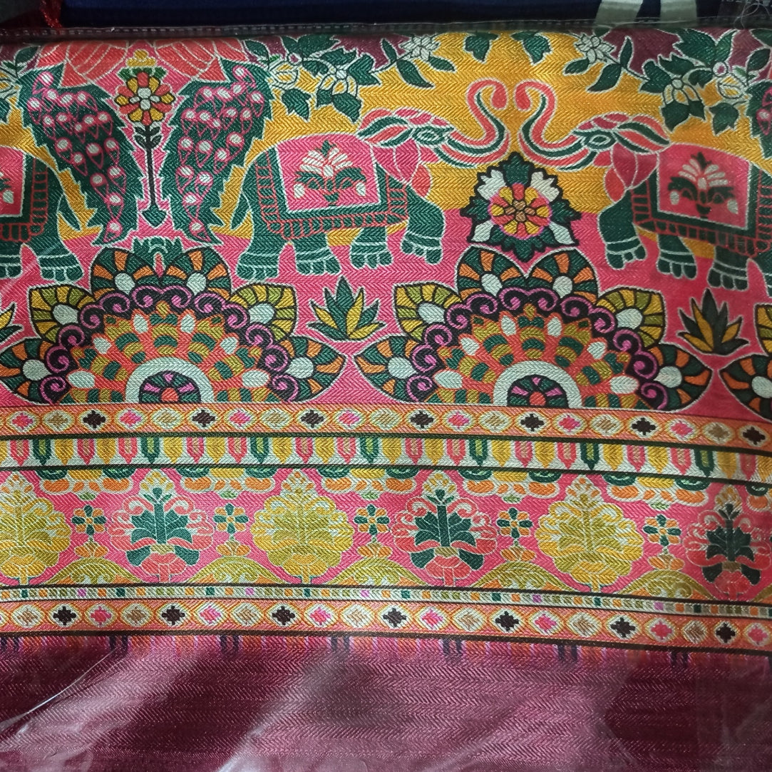 Pashmina Silk Saree with Multi Colored Digital Print