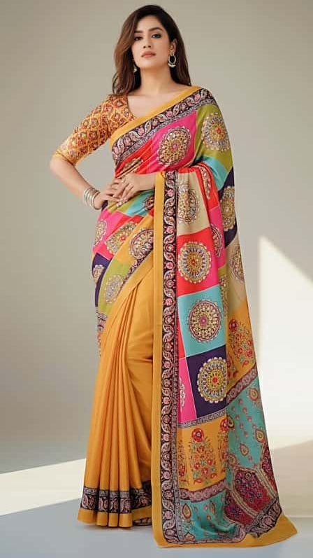 Heavy Marsh mellow georgette saree