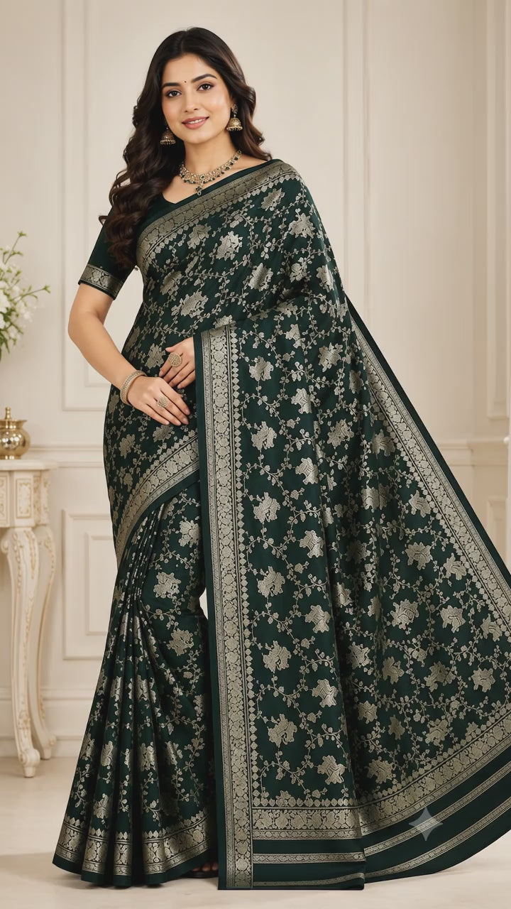 Royal Elephant Zari Weaving Banarasi Saree